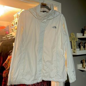 Women North Face Rain Jacket, white size XL